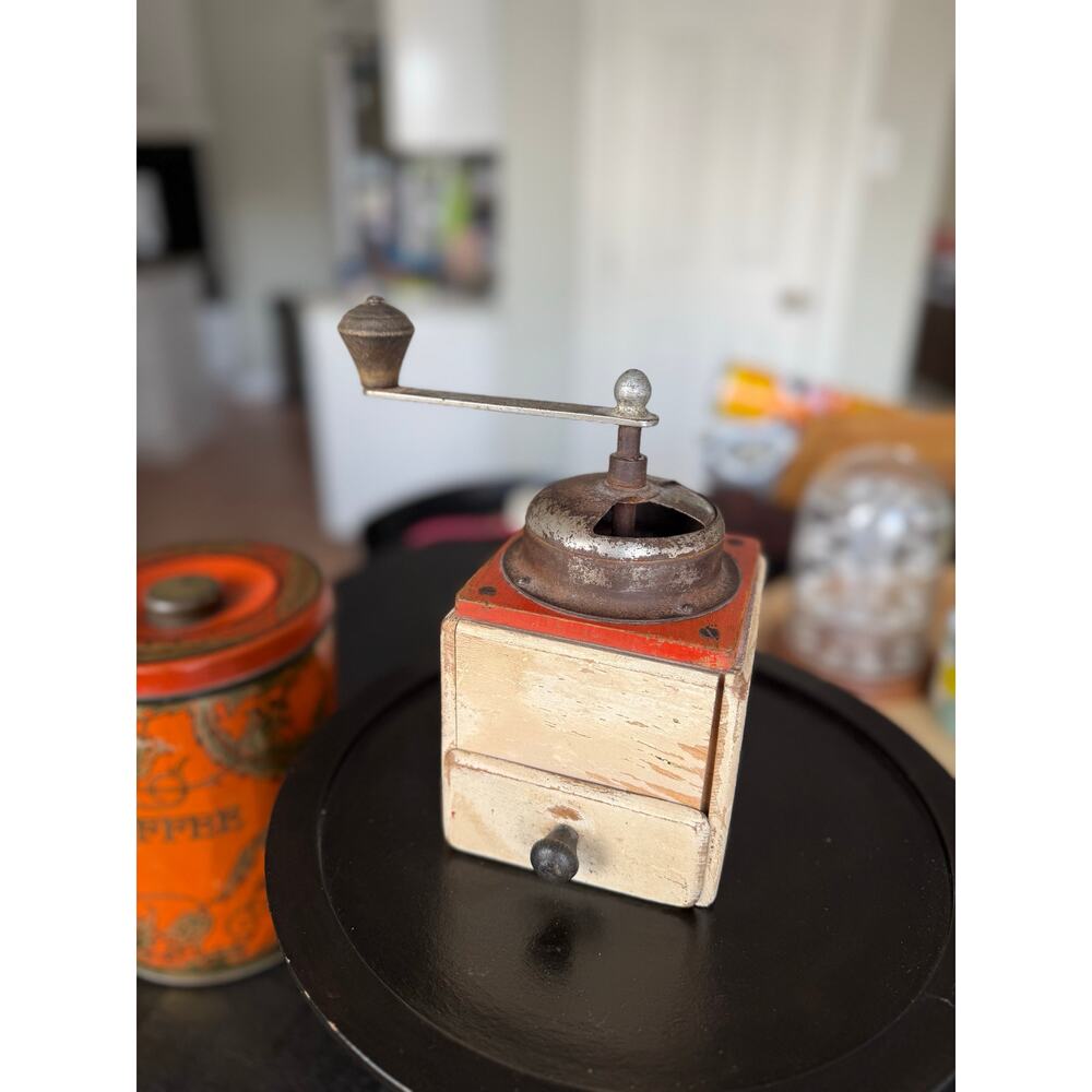 Vintage Wood & Metal Manual Coffee Grinder